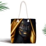 Turuncu Afrikan Women Tasarımlı Dijital Baskılı Fermuarlı Kumaş Çanta Realhomes