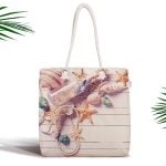 Mavi Zeminli Deniz Yıldızı Dijital Baskılı Fermuarlı Plaj Çantası Realhomes