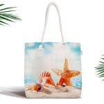 Mavi Zeminli Deniz Yıldızı Dijital Baskılı Fermuarlı Plaj Çantası Realhomes