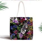 Mavi Zeminli Deniz Yıldızları Özel Tasarım Fermuarlı Kumaş Çanta Realhomes