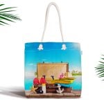Summer Fashion Çizimli Dijital Baskılı Fermuarlı Plaj Çantası Realhomes