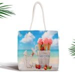 Summer Fashion Çizimli Dijital Baskılı Fermuarlı Plaj Çantası Realhomes