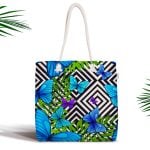 Modern Renkli Üçgen Tasarımlı Dijital Baskılı Fermuarlı Kumaş Çanta Realhomes