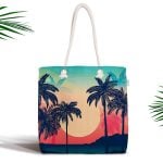 Çapa Desenli Dijital Baskılı Fermuarlı Kumaş Çanta Realhomes