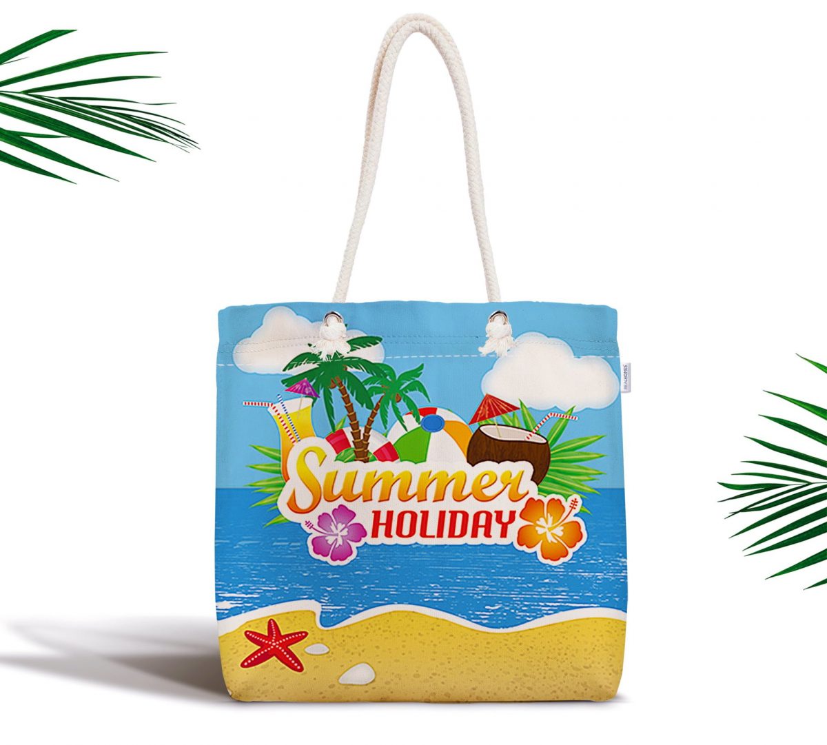 Summer Holiday Özel Tasarımlı Dijital Baskılı Fermuarlı Bez Çanta Realhomes