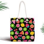 Modern Geometrik Zeminde Kelebekler Özel Tasarımlı Fermuarlı Kumaş Çanta Realhomes