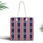 Modern Geometrik Zeminde Kelebekler Özel Tasarımlı Fermuarlı Kumaş Çanta Realhomes