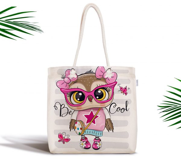 - kumas-canta-3487 - Realhomes  Fashion Baykuş Tasarımlı Dijital Baskılı Fermuarlı Kumaş Çanta Realhomes