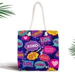 XO Harf Tasarımlı Dijital Baskılı Fermuarlı Kumaş Çanta Realhomes