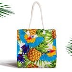 Pembe Flamingo Özel Tasarımlı Dijital Baskılı Fermuarlı Kumaş Çanta Realhomes