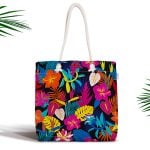 Renkli Ananaslar Özel Tasarım Dijital Baskılı Fermuarlı Kumaş Çanta Realhomes