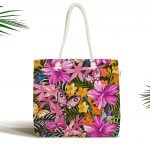 Pembe Mavi Zigzag Desenli Özel Tasarımlı Fermuarlı Kumaş Çanta Realhomes