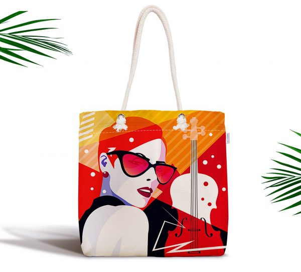 Fashion Woman Özel Tasarım Dijital Baskılı Fermuarlı Plaj Çantası Realhomes