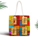 Modern Lacivert Zeminde Flamingo Desenli Fermuarlı Plaj Çantası Realhomes