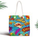 Geometrik Zeminli Goncagül Desenli Fermuarlı Kumaş Çanta Realhomes