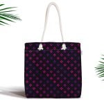 Geometrik Zeminli Çiçekler Özel Tasarımlı Dijital Baskılı Fermuarlı Kumaş Çanta Realhomes