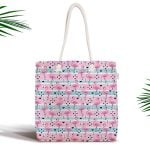 Lacivert Zeminli Deniz Midyeleri Dijital Baskılı Fermuarlı Kumaş Çanta Realhomes