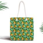 Mavi Zeminde Summer Motifli Dijital Baskılı Fermuarlı Kumaş Çanta Realhomes