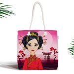 Renkli Tüyler Özel Tasarımlı Dijital Baskılı Modern Kımaş Çanta Realhomes