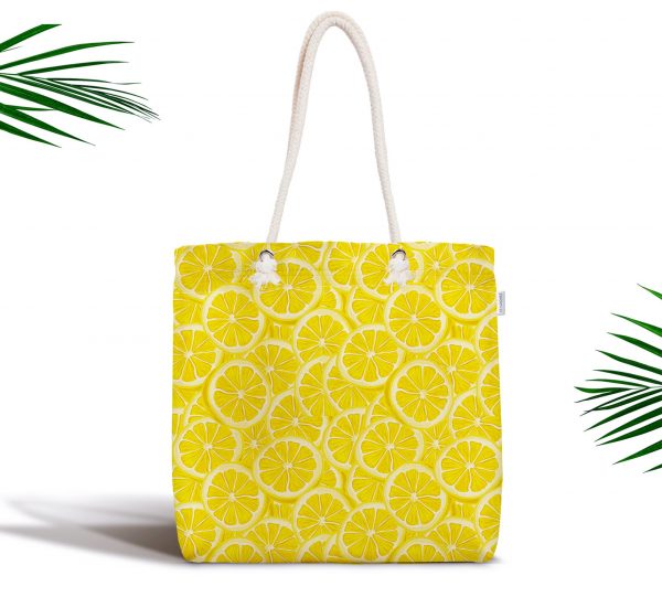 - kumas-canta-3557 - Realhomes  Limon Konseptli Özel Tasarım 3D Fermuarlı Modern Kumaş Çanta Realhomes