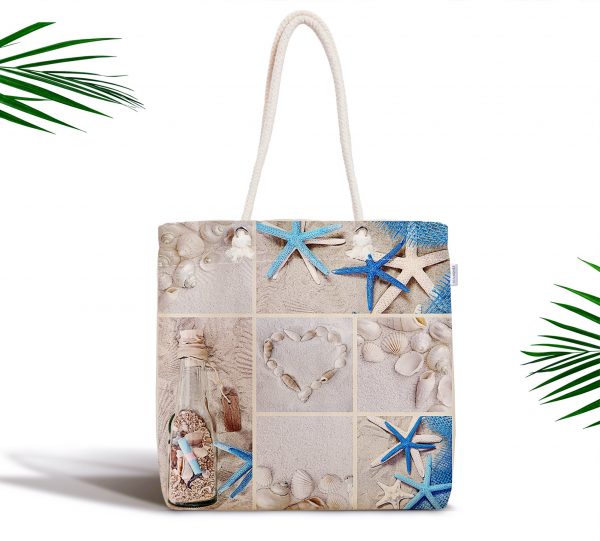 - kumas-canta-36 - Realhomes  Deniz Yıldızı Dijital Baskılı Fermuarlı Modern Kumaş Çanta Realhomes