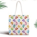 Sarı Yeşil Geometrik Desenli Dijital Baskılı Fermuarlı Modern Kumaş Çanta Realhomes