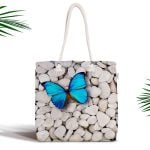 Taş Desenli Dijital Baskılı Fermuarlı Modern Kumaş Çanta Realhomes