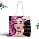 Siyah Renkli Dijital Baskılı Fermuarlı Kumaş Çanta Realhomes