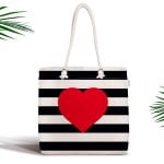 Kalp Desenli Dijital Baskılı Fermuarlı Modern Kumaş Çanta Realhomes