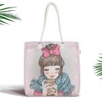 Fashion Girl Dijital Baskılı Modern Fermuarlı Kumaş Çanta Realhomes