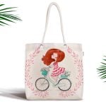 Fashion Girl Dijital Baskılı Modern Fermuarlı Kumaş Çanta Realhomes