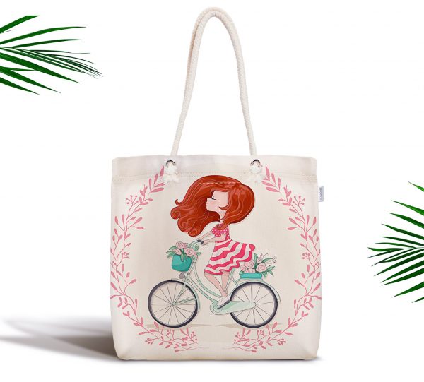 - kumas-canta-589 - Realhomes  Modern Bisiklet Desenli Dijital Baskılı Fermuarlı Kumaş Çanta Realhomes