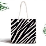 Siyah Beyaz Zebra Dijital Baskılı Modern Fermuarlı Kumaş Çanta Realhomes