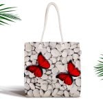 Modern Kelebek Dijital Baskılı Fermuarlı Modern Kumaş Çanta Realhomes