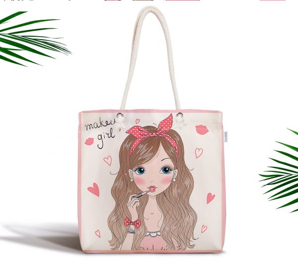 - Для Интернета - Realhomes  Fashion Girl Dijital Baskılı Modern Fermuarlı Kumaş Çanta Realhomes