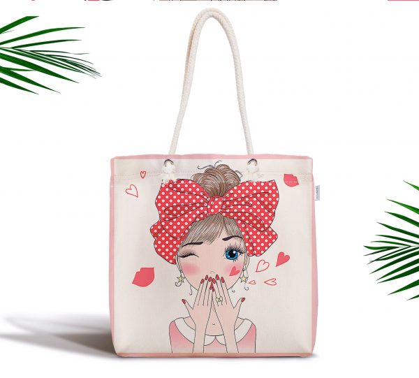 - Для Интернета - Realhomes  Fashion Girl Dijital Baskılı Modern Fermuarlı Kumaş Çanta Realhomes