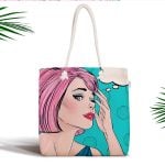 Fashion Girl Dijital Baskılı Modern Fermuarlı Kumaş Çanta Realhomes