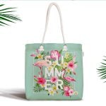 Flamingo Desen Dijital Baskılı Modern Fermuarlı Kumaş Çanta Realhomes