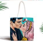 Pop Art Resimli Dijital Baskılı Fermuarlı Modern Kumaş Çanta Realhomes
