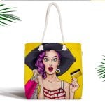 Pop Art Resimli Dijital Baskılı Fermuarlı Modern Kumaş Çanta Realhomes