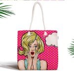 Pop Art Resimli Dijital Baskılı Fermuarlı Modern Kumaş Çanta Realhomes