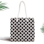 Mor Sarmaşık Desenli Dijital Baskılı Fermuarlı Kumaş Çanta Realhomes