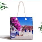 Çiçek Temalı Dijital Baskılı Fermuarlı Modern Kumaş Çanta Realhomes