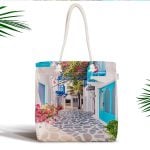 Çiçek Temalı Dijital Baskılı Fermuarlı Modern Kumaş Çanta Realhomes