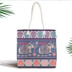 Çiçek Temalı Dijital Baskılı Fermuarlı Modern Kumaş Çanta Realhomes