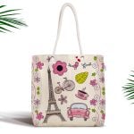 Çiçek Bahçesi Dijital Baskılı Fermuarlı Modern Kumaş Çanta Realhomes