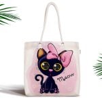 Modern Kedi Desen Dijital Baskılı Fermuarlı Kumaş Çanta Realhomes