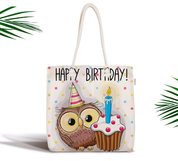 Modern Baykuş Desen Dijital Baskılı Fermuarlı Kumaş Çanta Realhomes