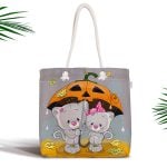 Yaprak Desen Dijital Baskılı Fermuarlı Kumaş Çanta Realhomes