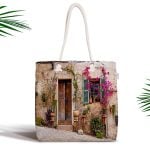 Yaprak Desen Dijital Baskılı Fermuarlı Kumaş Çanta Realhomes